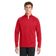 Sport-Tek® Sport-Wick® Fleece 1/4-Zip Pullover - Deep Red / Silver - Model Front