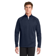 Sport-Tek® Sport-Wick® Fleece 1/4-Zip Pullover - Navy / Silver - Model Front