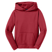 Sport-Tek® Youth Sport-Wick® Fleece Hooded Pullover - Deep Red - Flat Front