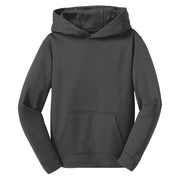 Sport-Tek® Youth Sport-Wick® Fleece Hooded Pullover - Iron Grey - Flat Front