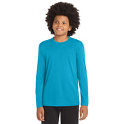 Sport-Tek® Youth Long Sleeve PosiCharge® Competitor™ Tee - Atomic Blue - Model Front