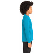 Sport-Tek® Youth Long Sleeve PosiCharge® Competitor™ Tee - Atomic Blue - Model Right