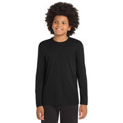 Sport-Tek® Youth Long Sleeve PosiCharge® Competitor™ Tee - Black - Model Front