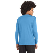 Sport-Tek® Youth Long Sleeve PosiCharge® Competitor™ Tee - Carolina Blue - Model Back
