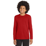 Sport-Tek® Youth Long Sleeve PosiCharge® Competitor™ Tee - Deep Red - Model Front