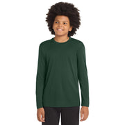 Sport-Tek® Youth Long Sleeve PosiCharge® Competitor™ Tee - Forest Green - Model Front