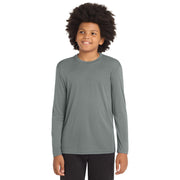Sport-Tek® Youth Long Sleeve PosiCharge® Competitor™ Tee - Grey Concrete - Model Front