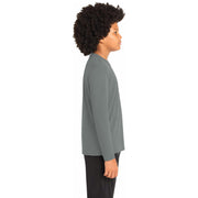 Sport-Tek® Youth Long Sleeve PosiCharge® Competitor™ Tee - Grey Concrete - Model Right