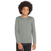 Sport-Tek® Youth Long Sleeve PosiCharge® Competitor™ Tee - Grey Concrete Heather - Model Front