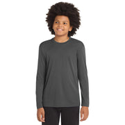 Sport-Tek® Youth Long Sleeve PosiCharge® Competitor™ Tee - Iron Grey - Model Front