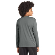 Sport-Tek® Youth Long Sleeve PosiCharge® Competitor™ Tee - Iron Grey Heather - Model Back