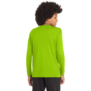 Sport-Tek® Youth Long Sleeve PosiCharge® Competitor™ Tee - Lime Shock - Model Back