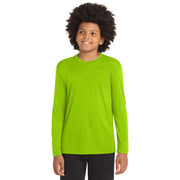 Sport-Tek® Youth Long Sleeve PosiCharge® Competitor™ Tee - Lime Shock - Model Front