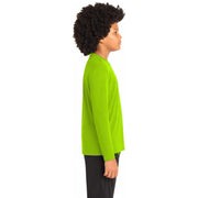 Sport-Tek® Youth Long Sleeve PosiCharge® Competitor™ Tee - Lime Shock - Model Right