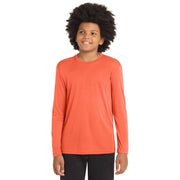 Sport-Tek® Youth Long Sleeve PosiCharge® Competitor™ Tee - Neon Orange - Model Front