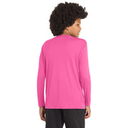 Sport-Tek® Youth Long Sleeve PosiCharge® Competitor™ Tee - Neon Pink - Model Back