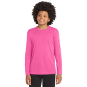 Sport-Tek® Youth Long Sleeve PosiCharge® Competitor™ Tee - Neon Pink - Model Front