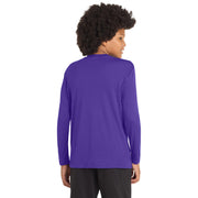 Sport-Tek® Youth Long Sleeve PosiCharge® Competitor™ Tee - Purple - Model Back