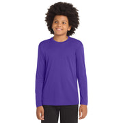 Sport-Tek® Youth Long Sleeve PosiCharge® Competitor™ Tee - Purple - Model Front