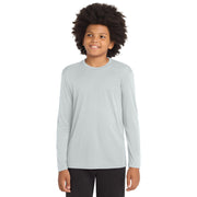 Sport-Tek® Youth Long Sleeve PosiCharge® Competitor™ Tee - Silver - Model Front