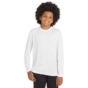 Sport-Tek® Youth Long Sleeve PosiCharge® Competitor™ Tee - White - Model Front