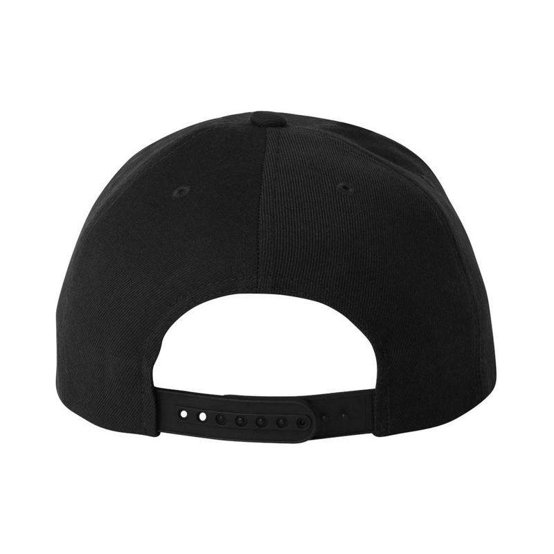 YP Classics 6089M flat bill snapback cap in Black/Black/Green, back view